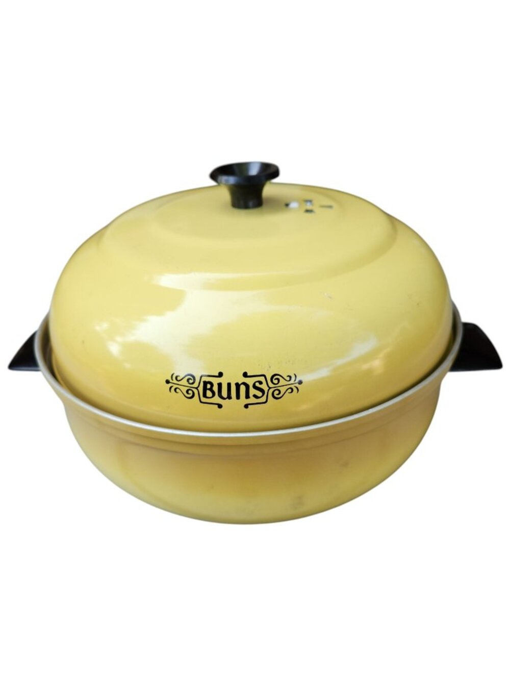 Vintage Mirro Harvest Yellow Bun Warmer Steamer Basket Vented Lid MCM USA